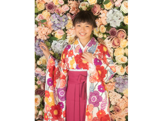 袴をレンタルして十三参りの撮影