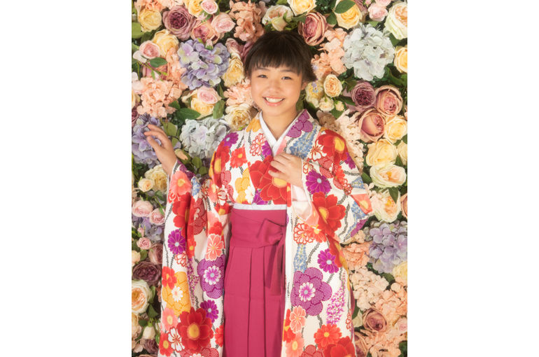 袴をレンタルして十三参りの撮影