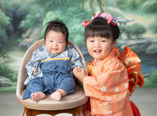 きょうだい仲良くさつえい　